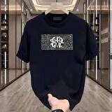 School Time Baskılı Siyah Oversize Erkek Tshirt