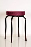 Tekli Mor Silinebilir Kumaş Bordo Profil Ahtapot Tabure Metal Tabure Mutfak Taburesi