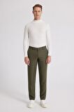 Slim Fit Haki Armürlü Yandan Cepli Pamuklu Chino Pantolon 7HCC3ORT10001
