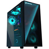 GamePower Ravadin ATX 3* ARGB Infinity Fan Temper Cam Gaming Siyah Kasa 550W 80+ Bronze Dahili PSU