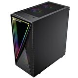 GamePower Ravadin ATX 3* ARGB Infinity Fan Temperli Cam 500W 80+ Bronze Dahili PSU Cam Gaming RGB Kontrolcüsü Siyah Kasa