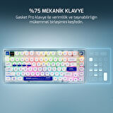 GamePower Gasket Pro RGB Wireless/Bluetooth/Kablolu Mekanik Blue Switch İngilizce Q Gasket Gaming Klavye