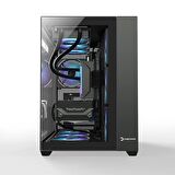 GamePower Warcry Prism 1x12Cm Siyah Fan Cam ATX Gaming Kasa
