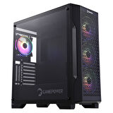 GamePower Savagis 550W 80+ Bronze ATX 4*ARGB Fan Temperli Cam Hub Siyah Gaming  Kasa