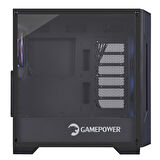 GamePower Savagis 550W 80+ Bronze ATX 4*ARGB Fan Temperli Cam Hub Siyah Gaming  Kasa