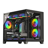 TEKNOTEG - James Donkey Stark S700 3xARGB Temperli Cam 750W 80+ Bronze mATX Siyah Gaming (Oyuncu) Kasa