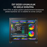 TEKNOTEG - James Donkey Stark S700 3xARGB Temperli Cam 750W 80+ Bronze mATX Siyah Gaming (Oyuncu) Kasa