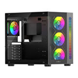 TEKNOTEG - James Donkey Stark S800 4xARGB Temperli Cam 650W 80+ Bronze ATX Siyah Gaming (Oyuncu) Kasa