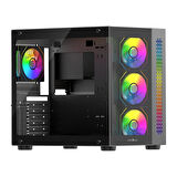 James Donkey Stark S800 4xARGB Temperli Cam 750W 80+ Bronze ATX Siyah Gaming (Oyuncu) Kasa