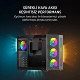 James Donkey Stark S800 4xARGB Temperli Cam 750W 80+ Bronze ATX Siyah Gaming (Oyuncu) Kasa