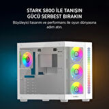 TEKNOTEG - James Donkey Stark S800 4xARGB Temperli Cam ATX Beyaz Gaming (Oyuncu) Kasa