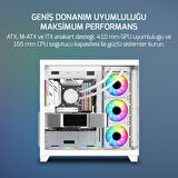 GamePower Warcry TopGlass 850W 4xARGB Temperli Cam ATX Beyaz Gaming (Oyuncu) Kasa