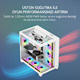 GamePower Warcry TopGlass 850W 4xARGB Temperli Cam ATX Beyaz Gaming (Oyuncu) Kasa