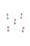 Renkli Taşlı Çelik 5 Adet Kaş Tragus Piercing