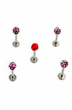 Renkli Taşlı Çelik 5 Adet Kaş Tragus Piercing