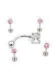 Renkli Taşlı Çelik 5 Adet Kaş Tragus Piercing