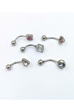 Renkli Taşlı Çelik 5 Adet Kaş Tragus Piercing