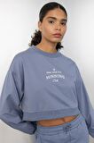 DeFactoFit Oversize Geniş Kalıp Bisiklet Yaka Baskılı Sporcu Sweatshirt C9405AX24AUIN236