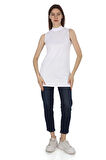 Viskon Kolsuz Tunik -Beyaz
