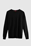 Regular Fit Siyah Pamuk Karışımlı Triko Kazak 5HF06ORT12004
