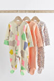 Next Baby Nexrt Baby % 100 Pamuklu Renk Bloklu 3’lü Tulum Set