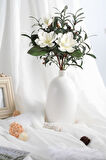 Yapay Çiçek 1Dal Beyaz Manolya 3 Kafalı 3Adet Yapay Zeytin Dalı  Uzun Dal Çiçek Flowers 80cm