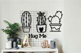 Kaktüs Duvar Dekoru + Hug Me 3 lü Kaktüs Duvar Süsü Kaktüs Tablosu