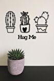 Kaktüs Duvar Dekoru + Hug Me 3 lü Kaktüs Duvar Süsü Kaktüs Tablosu