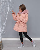 MODAVALS KIZ ÇOCUK YAKA TAK ÇIKAR İTHAL KÜRKLÜ KAPİŞONLU İÇİ PELUŞ SU GEÇİRMEZ MONT