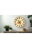 Dekoratif Türkçe Rakamlı UV Baskılı Duvar Saati (Sessiz) Akar Mekanizma 40CM Metal Akrep Yelkovan