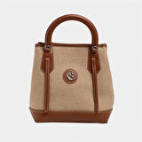 Classy Mini Keten Kadın Çanta Taba