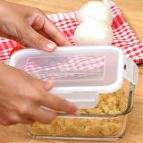 L av Cam Büyük Dikdörtgen Kilitli Saklama Kabı - 1200 cc - 2'li Set