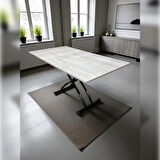  Ortadan Açılır Akıllı Masa Üst Mdf Lizbon Alt Ayak Siyah Renk