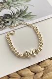 Gold M Harf Bileklik TrBilek7539 B34003