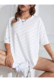 Kadın Pusula Sırt Baskılı Oversize T-shirt