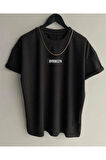 Unisex Siyah Brooklyn Baskılı T-shirt