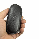 Hakiki Deri Fermuarlı Anahtarlık Şık ve Fonksiyonel Kahve