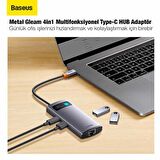 Baseus Type-C Çoklayıcı Dönüştürücü 4in1 100W Type-C HUB RJ45 USB 3.0 Type-C Ethernet Dönüştürücü Hub