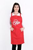 Unisex Master Chef Ayar Askılı Mutfak Önlüğü Kırmızı-60 x 80