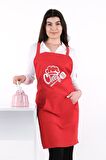 Unisex Master Chef Ayar Askılı Mutfak Önlüğü Kırmızı-60 x 80
