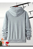 Lock Baskılı Kapüşonlu Cepli Sweatshirt