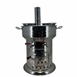 Paslanmaz 304 Çelik 10 litre Çift Hazneli Demlikli Semaver