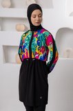 Adasea 261205 Siyah Spor Lycra Uzun Kollu Tesettür Mayo