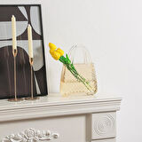 Çanta Vazo Cam Çiçek Vazosu Dekoratif Bal Amber Vazo Büyük Boy Oval Model 1,5kg Glass Bag Vase