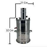 Paslanmaz 304 Çelik 5 litre Çift Hazneli Demlikli Semaver