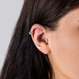 Damla Taşlı Yaprak Motifli Helix Piercing