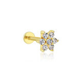 Beyaz Taş Çiçek Model Tragus Piercing
