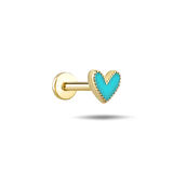 Mavi Mineli Small Kalp Tragus Piercing
