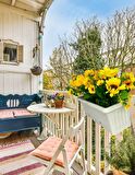 Yapay Çiçek Sarı Ay Çiçeği Papatya Küpeşte Askılı Saksıda Balkon Çiçeği Çiçek Sepeti