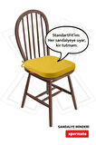 XPERMATE StandartFit Oval Sandalye Minderi Fermuarlı Yıkanabilir Kılıf Bağcıklı Su ve Yağ İtici 42x42x5 Sarı
